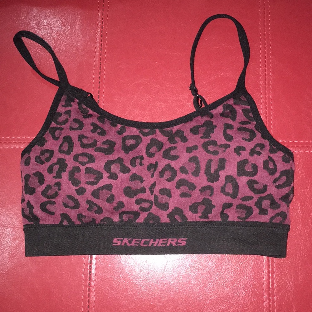 Skechers pink sports bra with leopard print
